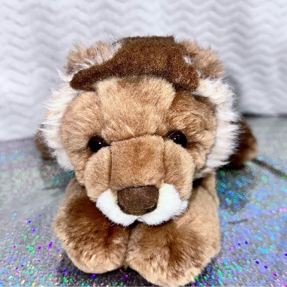Vintage Aurora Lion 11" Stuffed Animal Plush Toy Weighted Beans Lion - Picture 1 of 11